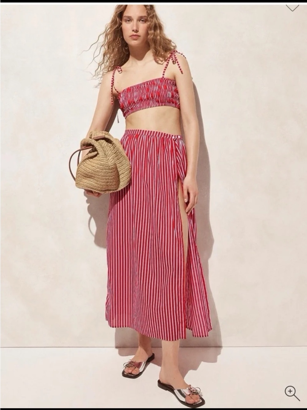 J.Crew Cotton voile beach skirt in stripe in Vintage Red Stripe size XS